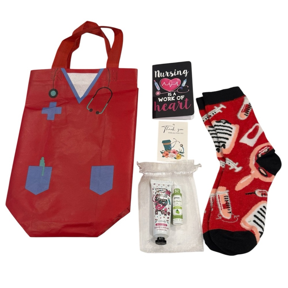 Red Nurse Gift Set with Tote and Socks